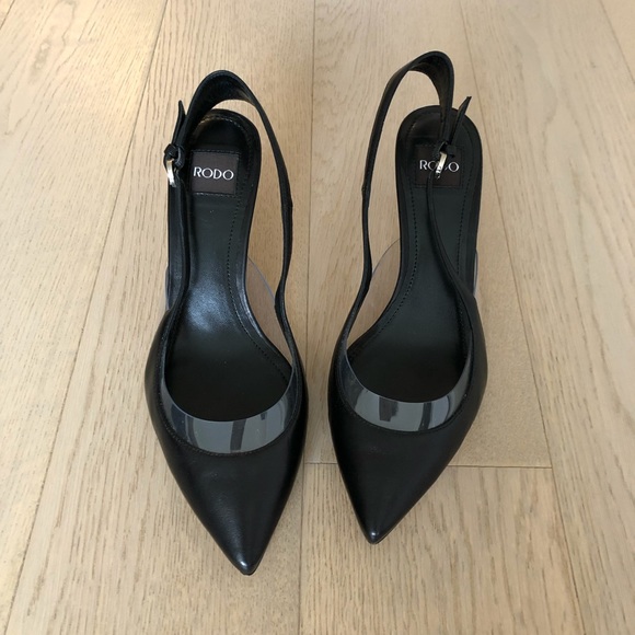 RODO Black Leather Slingback Shoes - Picture 4 of 8